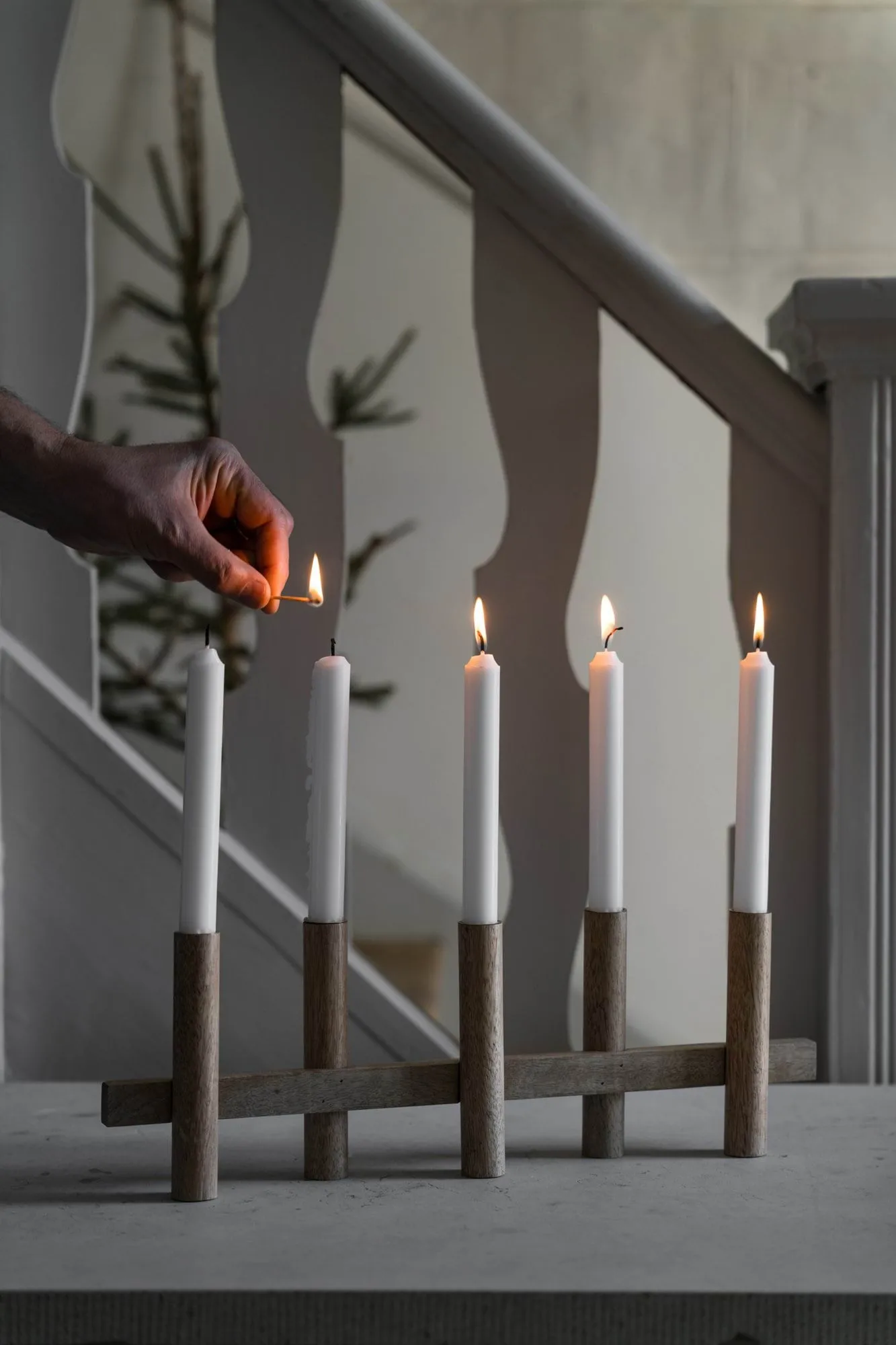 Ernst candle holder, 5 candles, Light wood ERNST