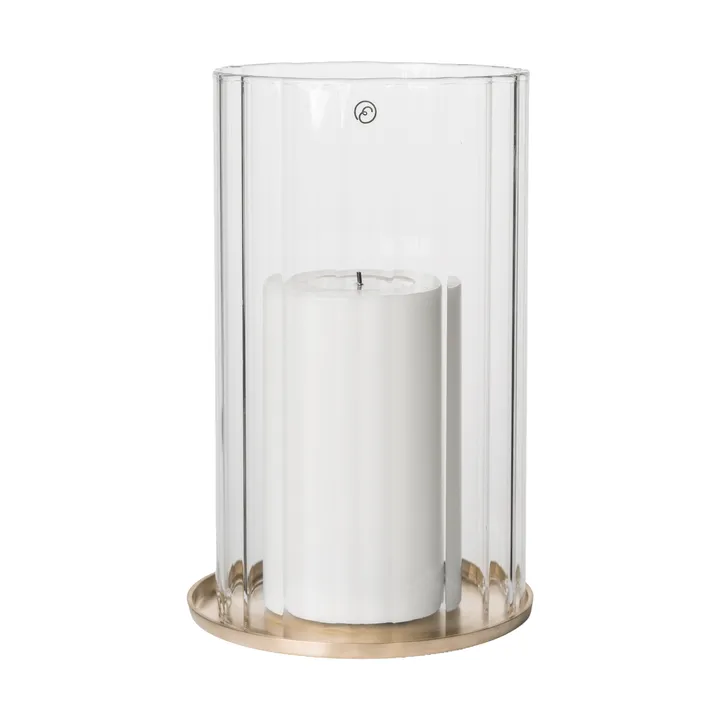 Ernst candle holder for pillar candle - Brass-glass, Ø13x21 cm - ERNST
