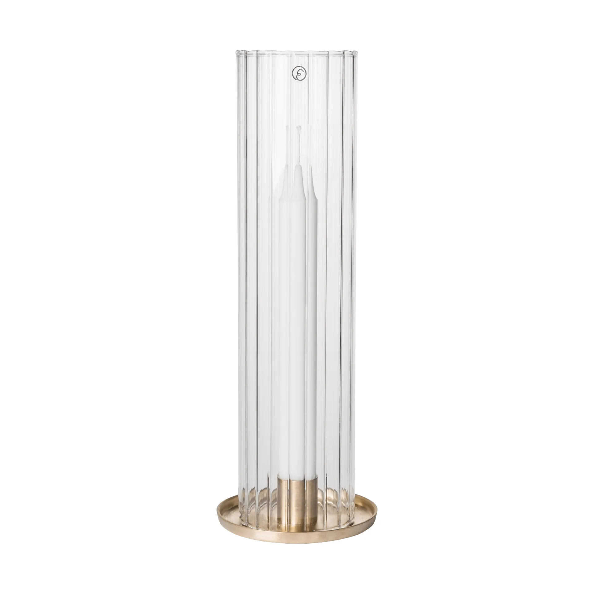 Ernst candle holder for taper candles, Brass-glass, Ø9x27.5 cm ERNST