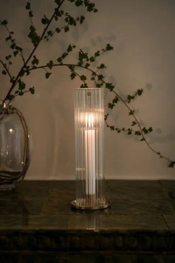 Ernst candle holder for taper candles - Brass-glass, Ø9x27.5 cm - ERNST