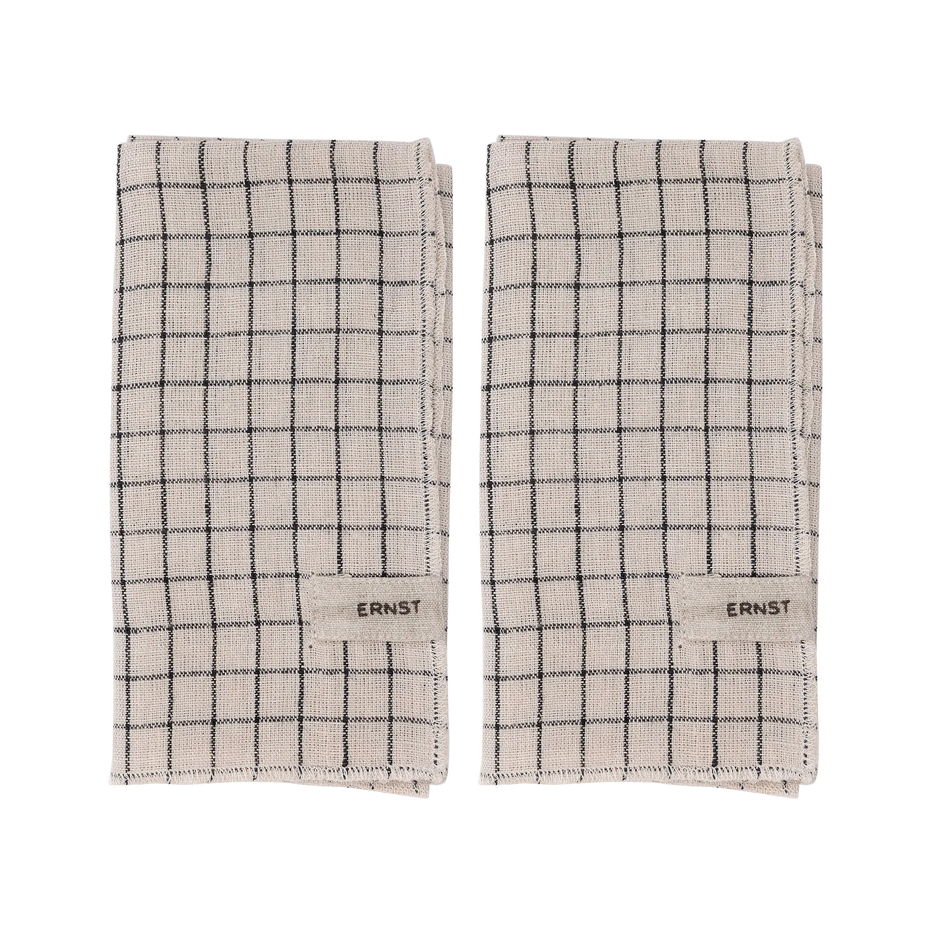 Ernst napkin 2 pack checked 40x40 cm, Black-beige ERNST