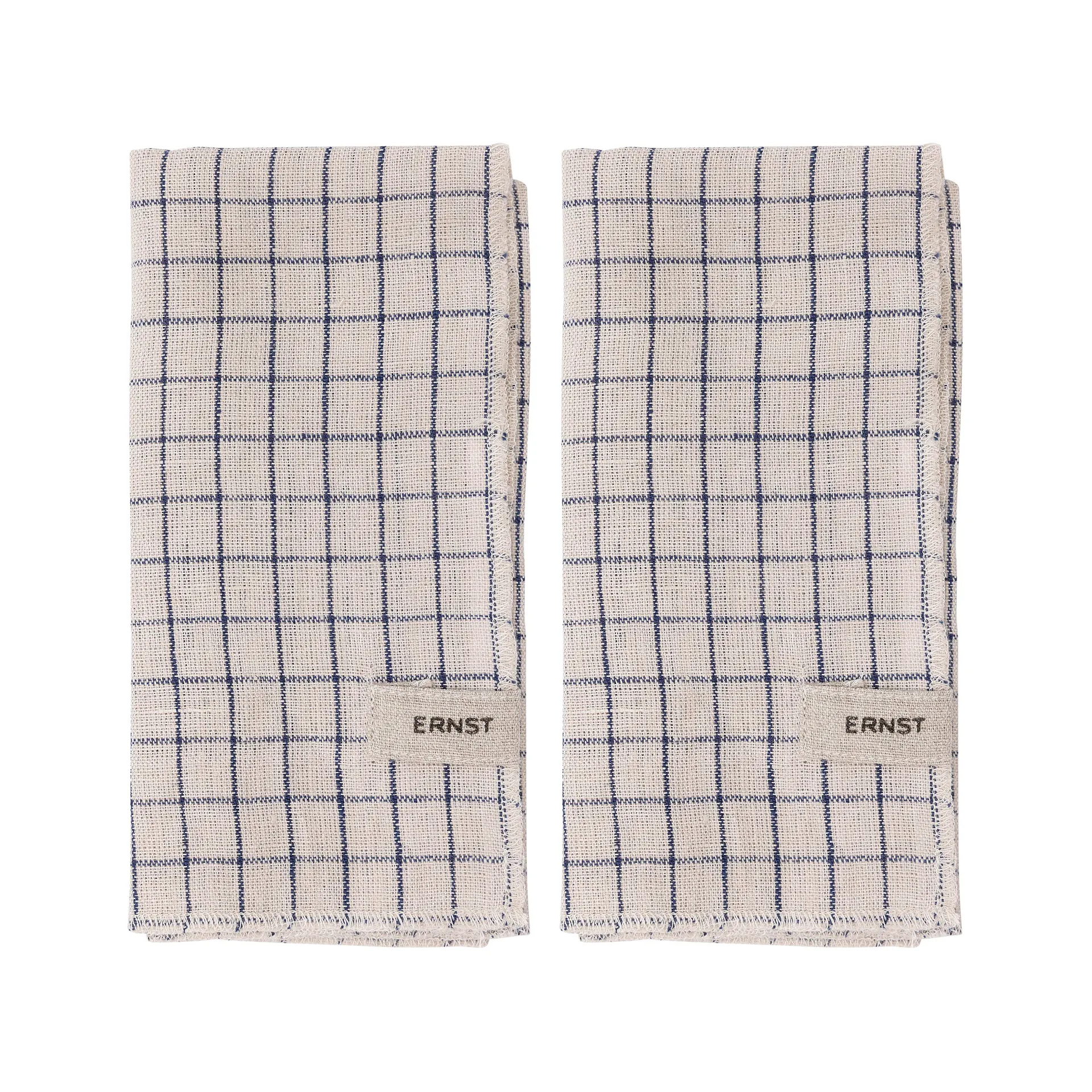Ernst napkin 2 pack checked 40x40 cm, Blue-beige ERNST