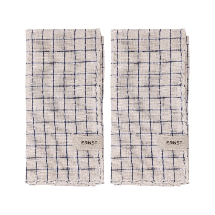 Ernst napkin 2 pack checked 40x40 cm - Blue-beige - ERNST