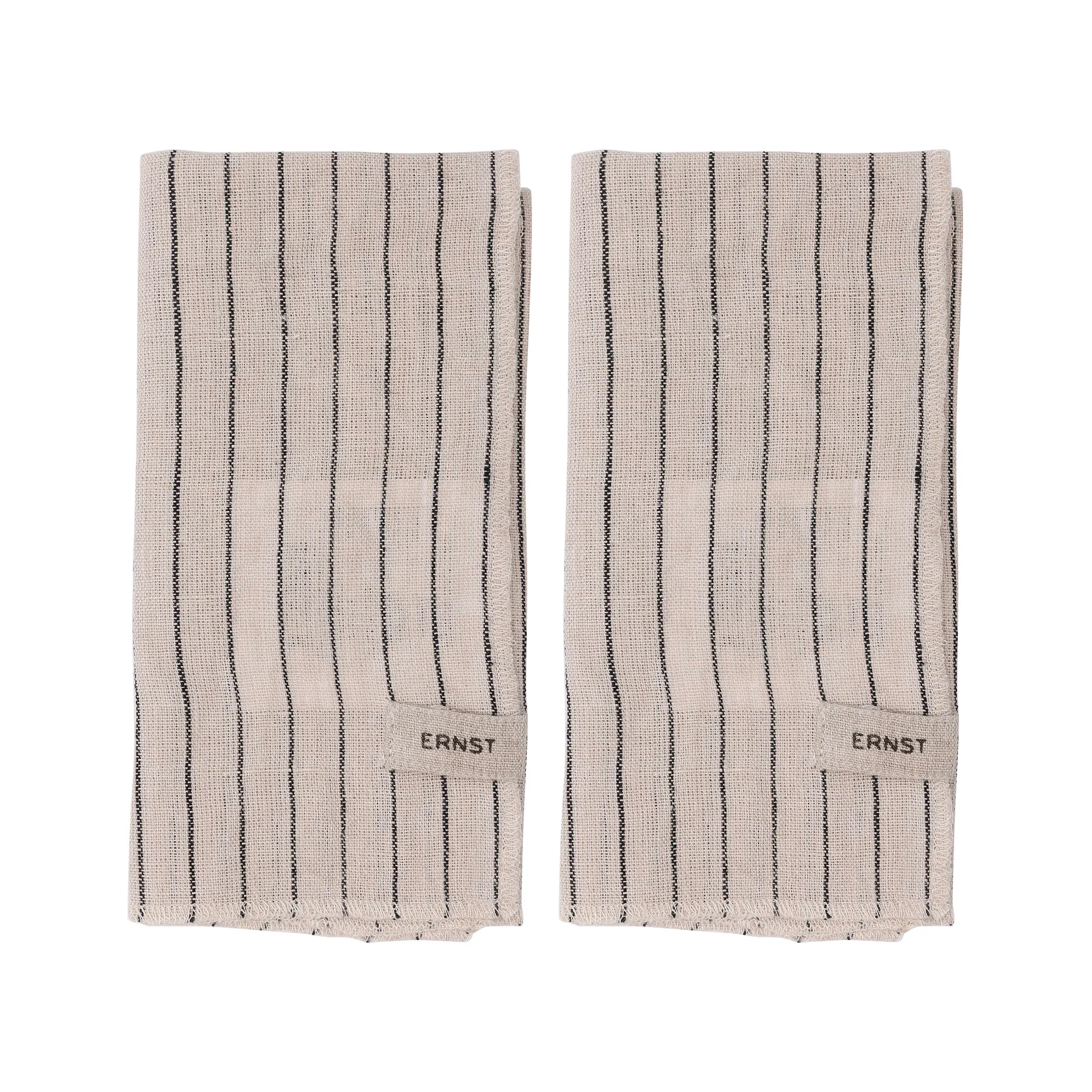 Ernst napkin 2 pack striped 40x40 cm, Black-beige ERNST