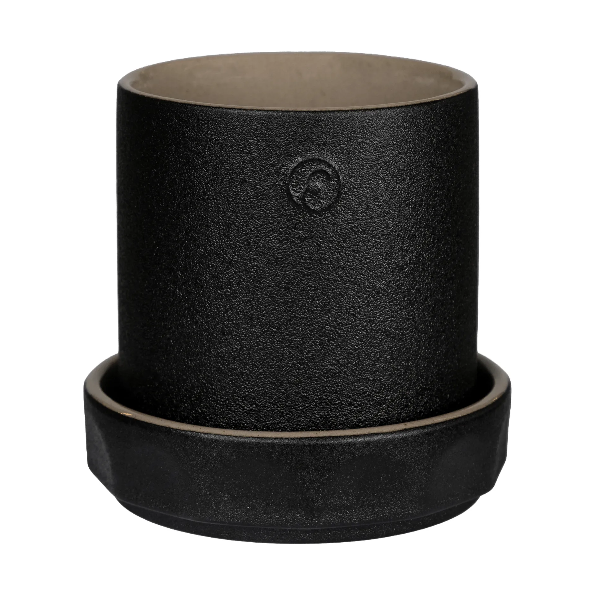 Ernst pot with saucer, Black-natural, Ø11x11 cm ERNST