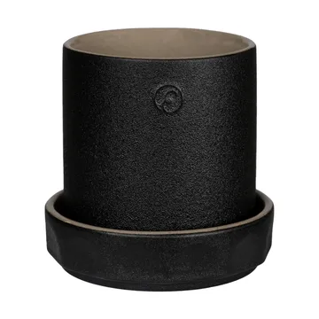 Ernst pot with saucer - Black-natural, Ø11x11 cm - ERNST
