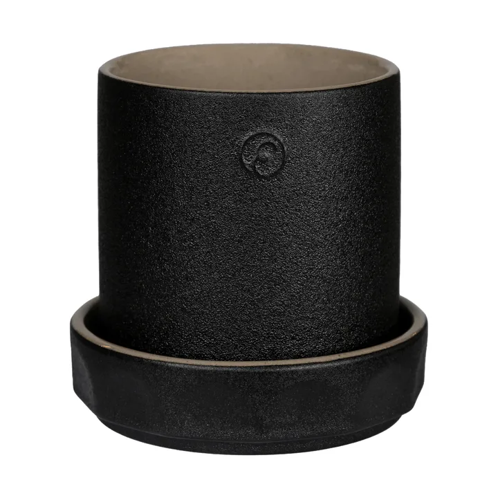 Ernst pot with saucer - Black-natural, Ø11x11 cm - ERNST