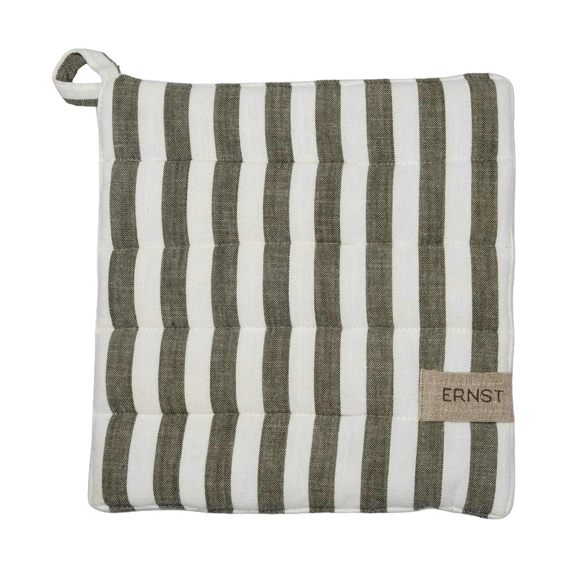 Ernst potholder wide stripes 23x25 cm, Sage-white ERNST