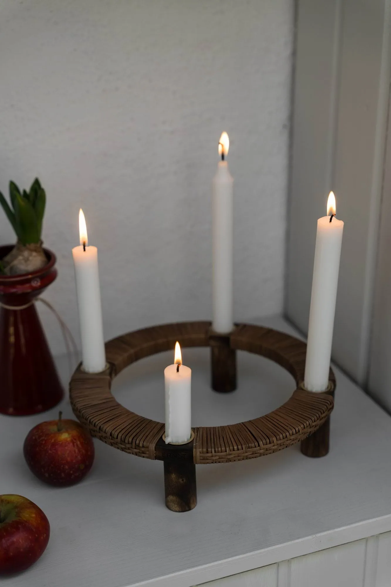 Ernst round candle holder, 4 candles, Dark wood ERNST