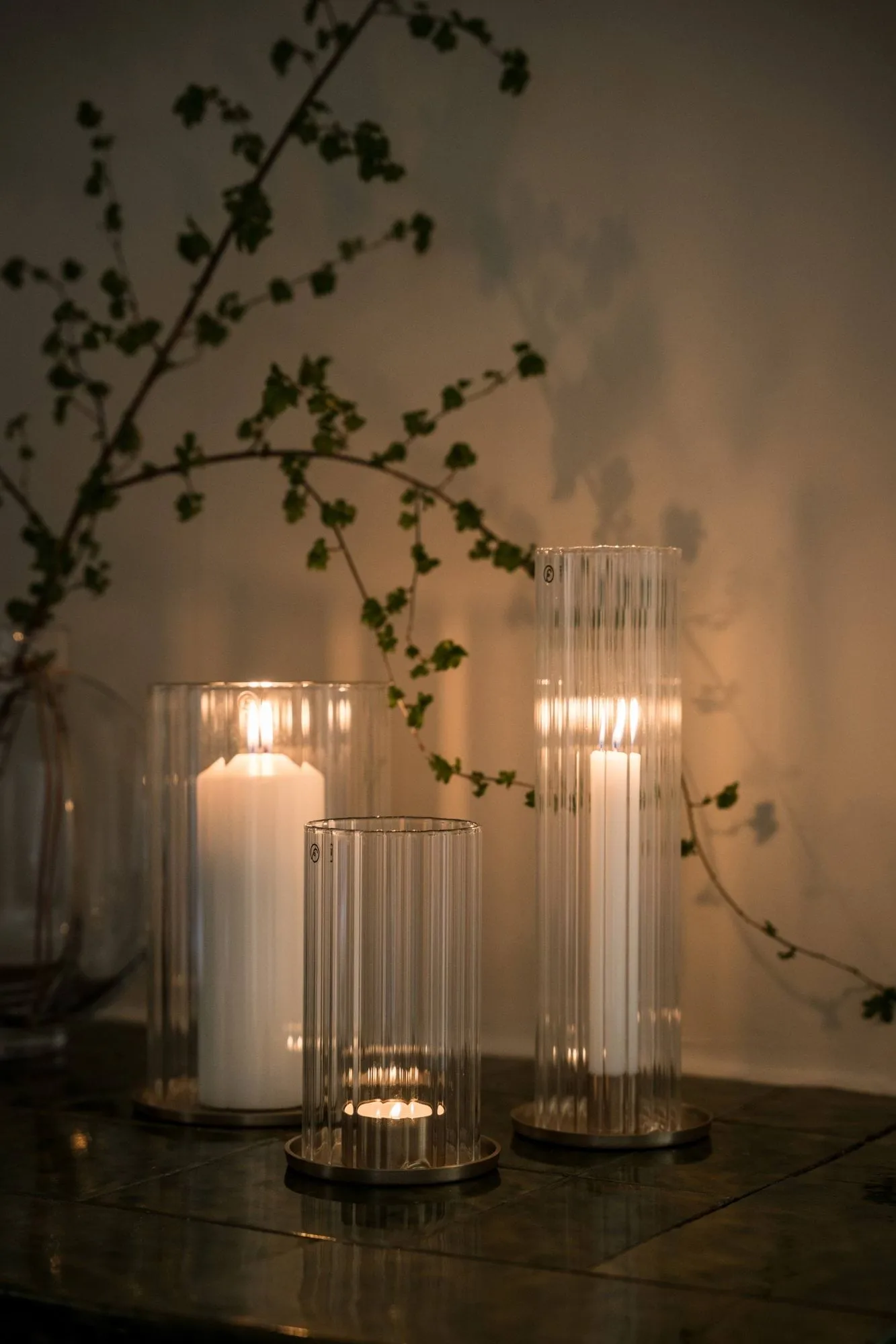 Ernst tealight holder, Brass-glass, Ø9x15 cm ERNST