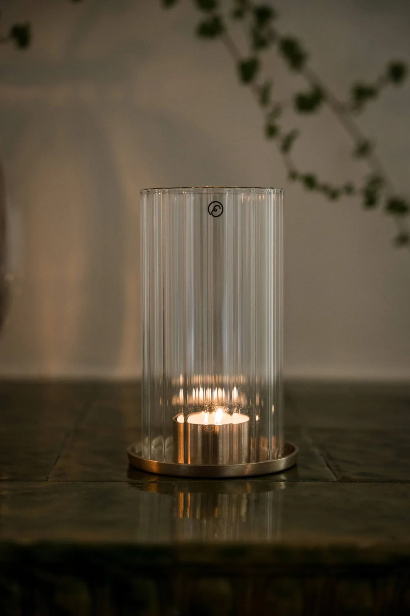Ernst tealight holder, Brass-glass, Ø9x15 cm ERNST