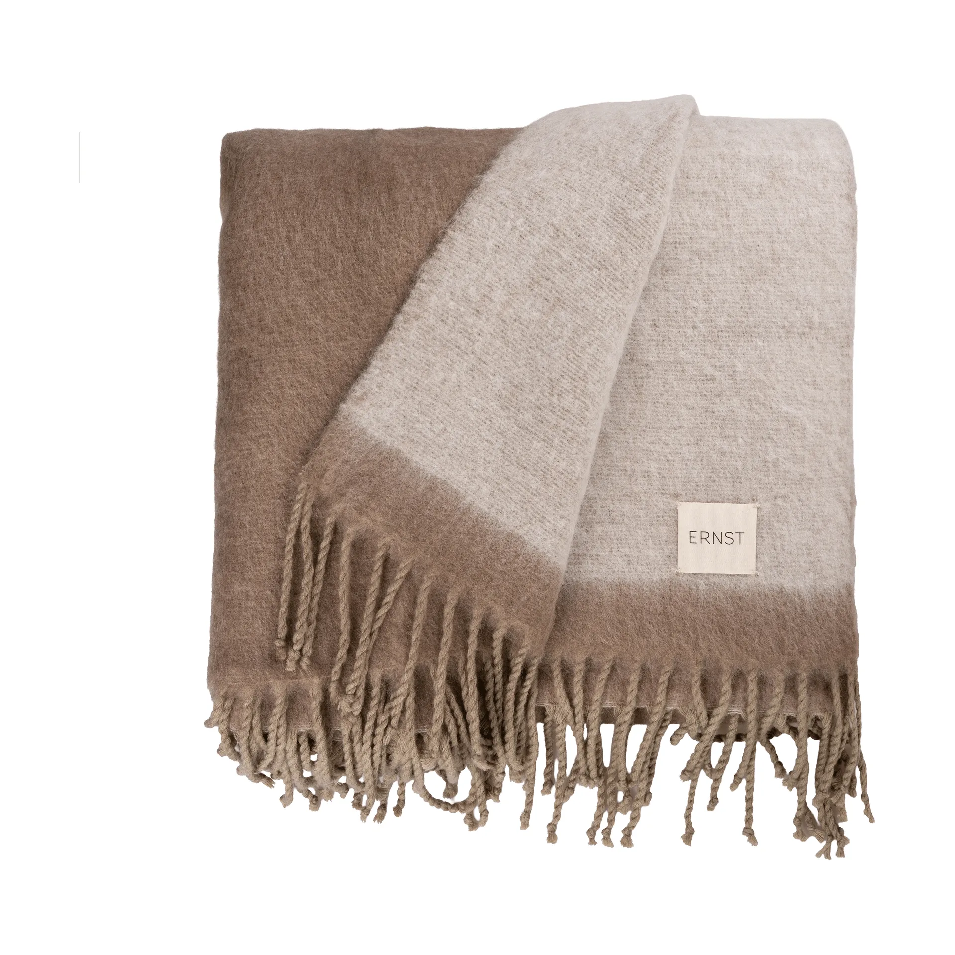 Ernst throw with fringe 130x170 cm, Beige-white ERNST