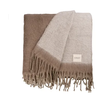 Ernst throw with fringe 130x170 cm - Beige-white - ERNST