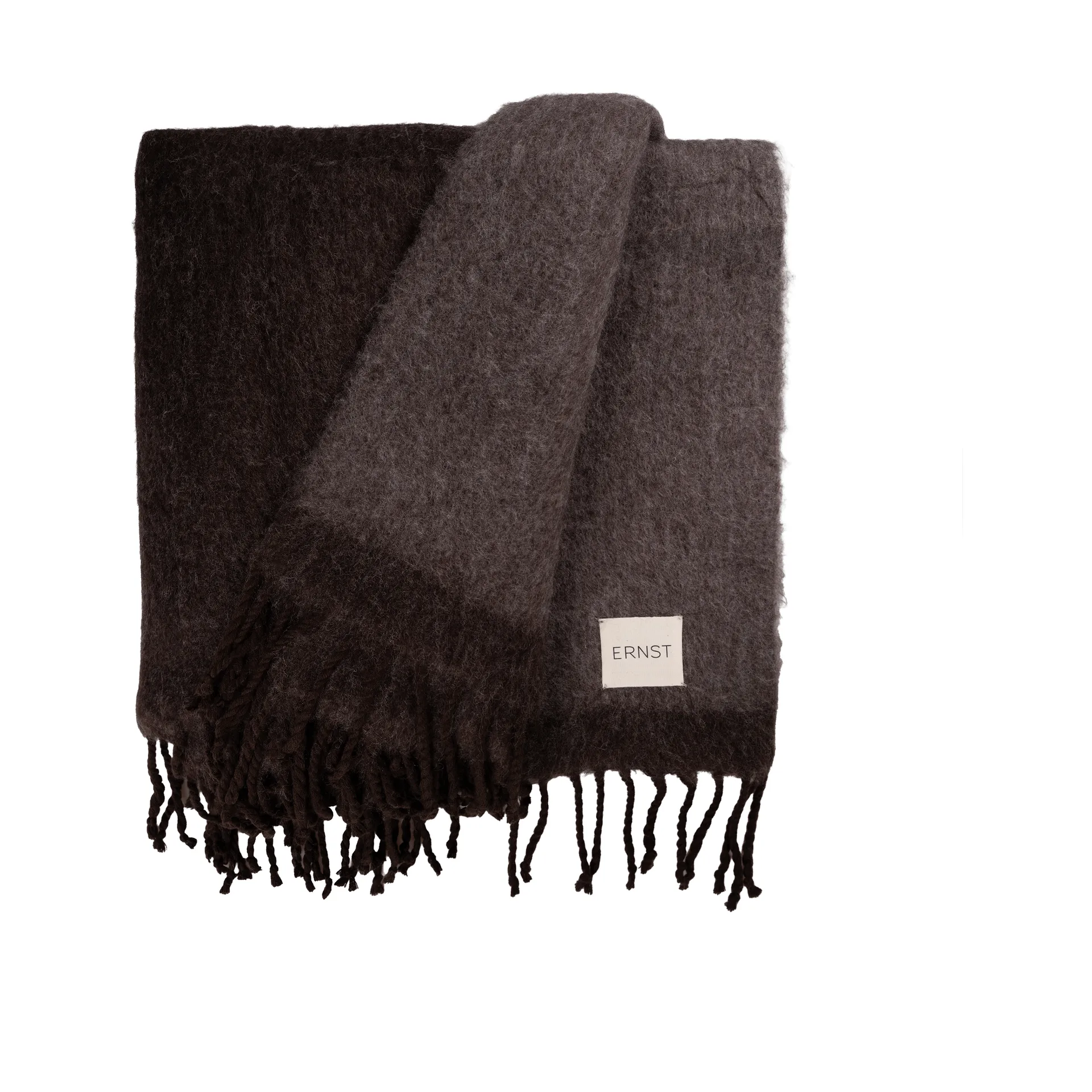 Ernst throw with fringe 130x170 cm, Dark brown-brown ERNST