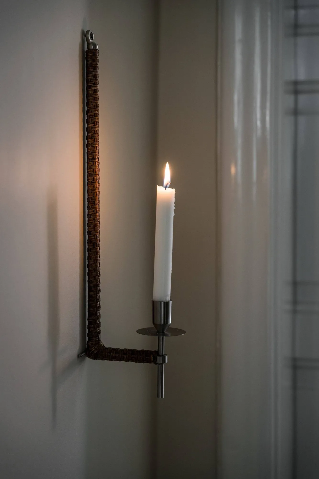 Ernst wall candle holder woven, Brushed steel, 47 cm ERNST