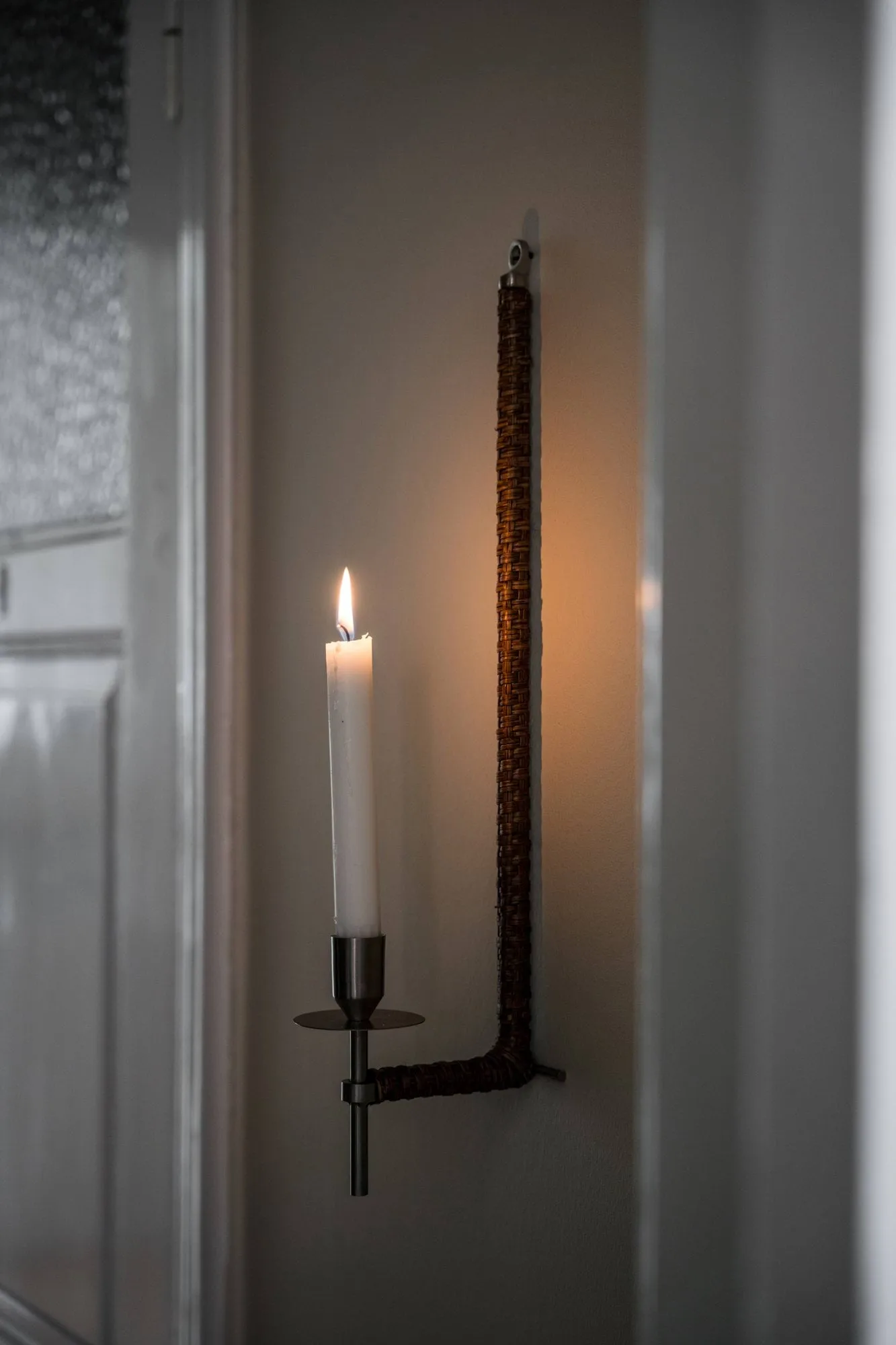 Ernst wall candle holder woven, Brushed steel, 47 cm ERNST