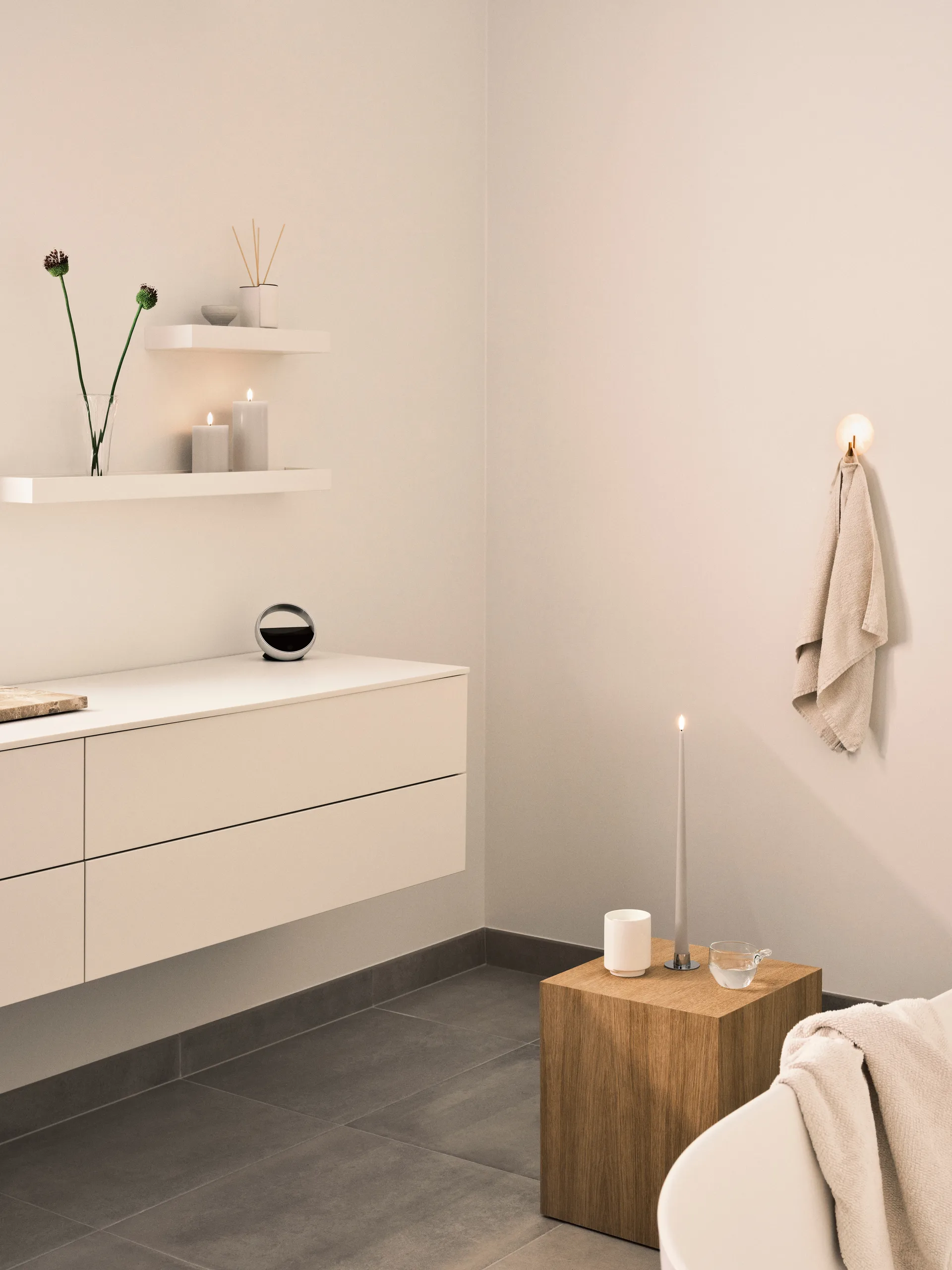 ester & erik pillar candle LED, 22 Linen Grey, 10 cm ester & erik