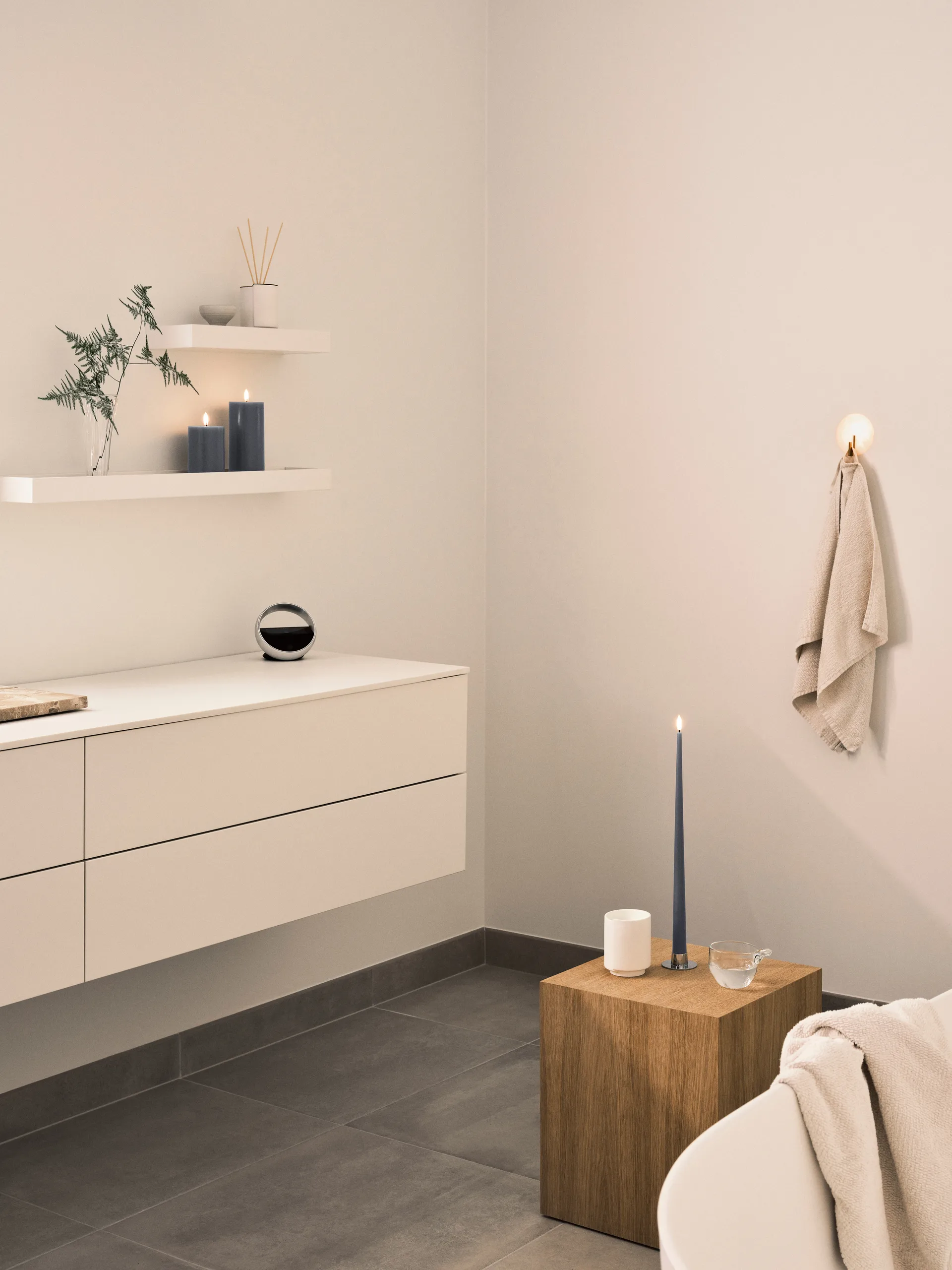 ester & erik pillar candle LED, 74 Dark Slate, 10 cm ester & erik