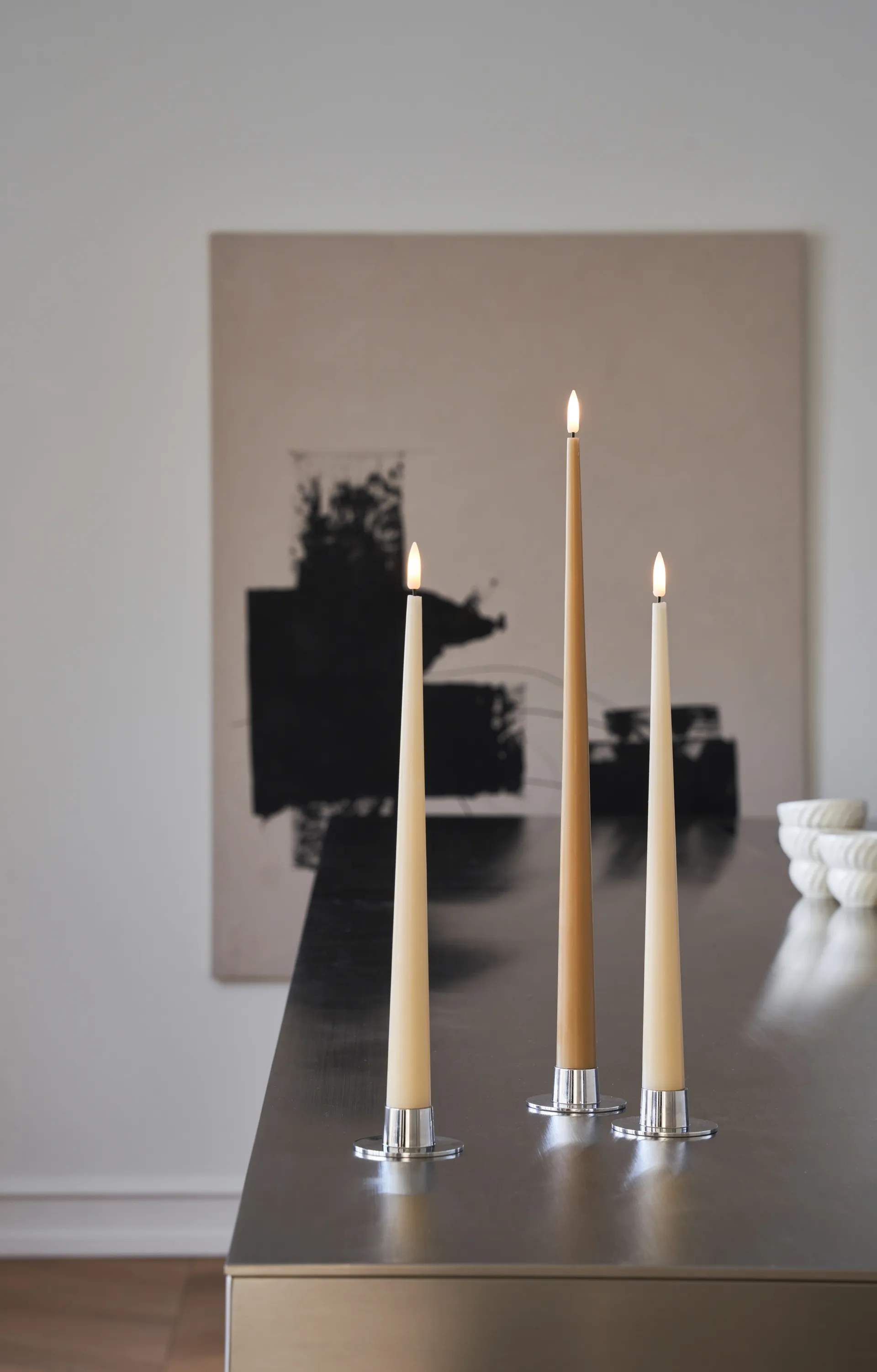 ester & erik taper candle LED 2-pack, 14 Pale ginger , 30 cm ester & erik