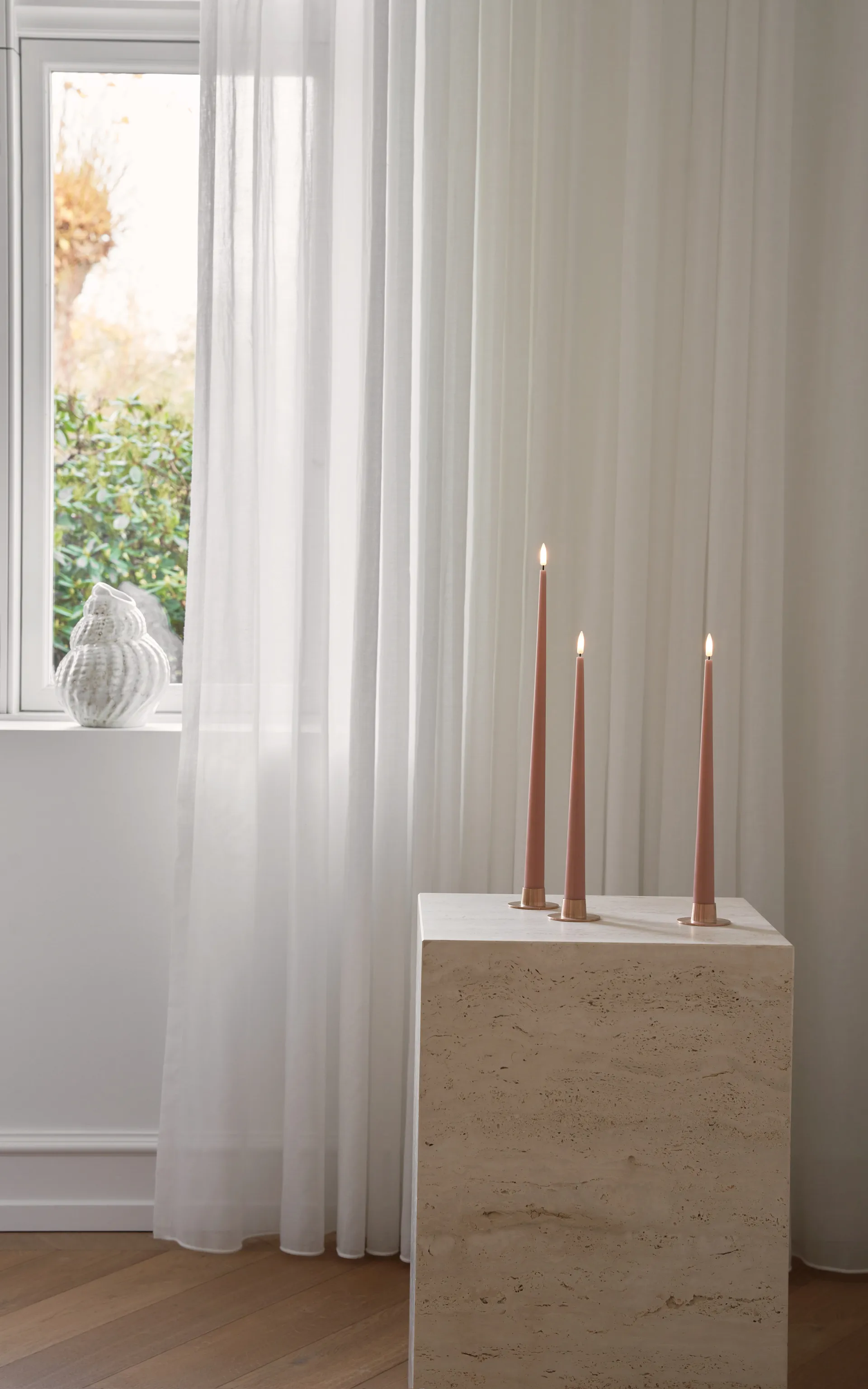 ester & erik taper candle LED 2-pack, 20 Rosy caramel, 40 cm ester & erik