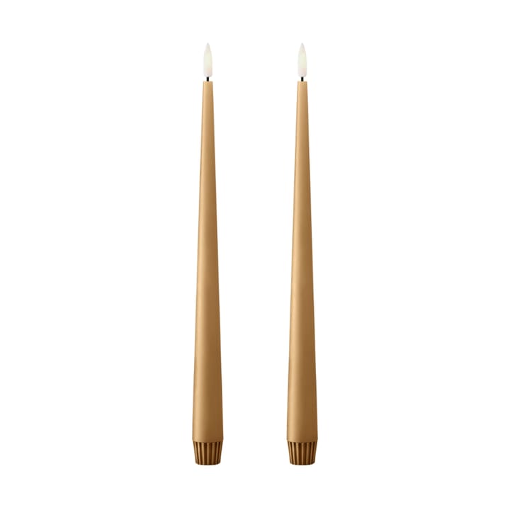 ester & erik taper candle LED 2-pack - 27 Almond butter , 30 cm - Ester & erik
