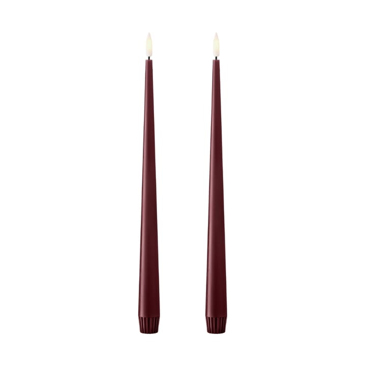 ester & erik taper candle LED 2-pack - 44/2 Deep Wine , 30 cm - Ester & erik