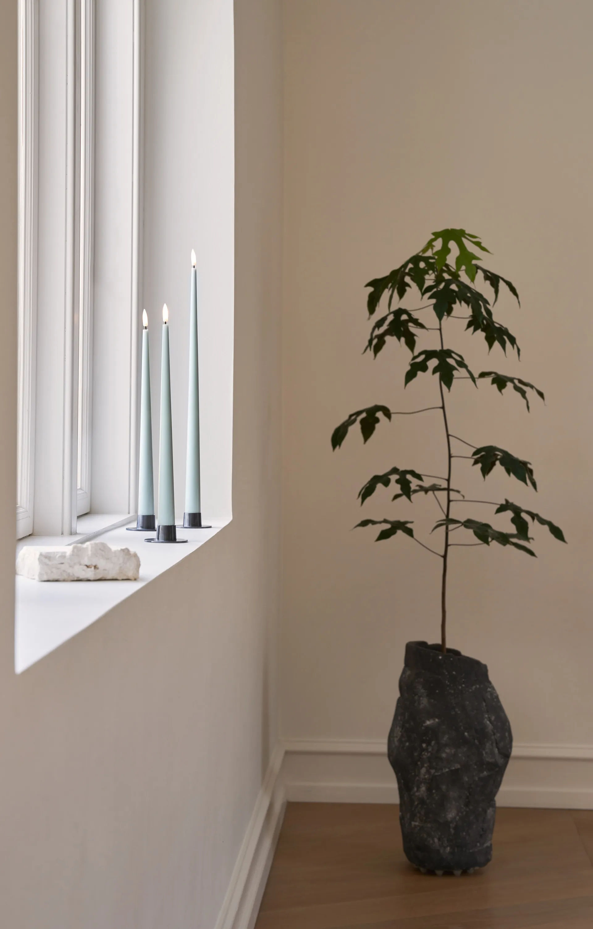 ester & erik taper candle LED 2-pack, 67 Jade stone , 30 cm ester & erik