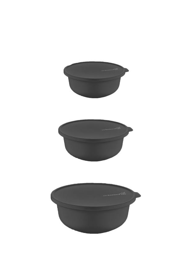Evora bowl with lid 3-pack, Black Evora