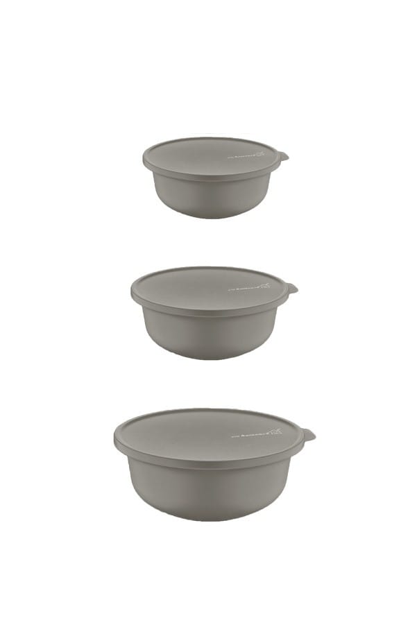 Evora bowl with lid 3-pack, Gray Evora