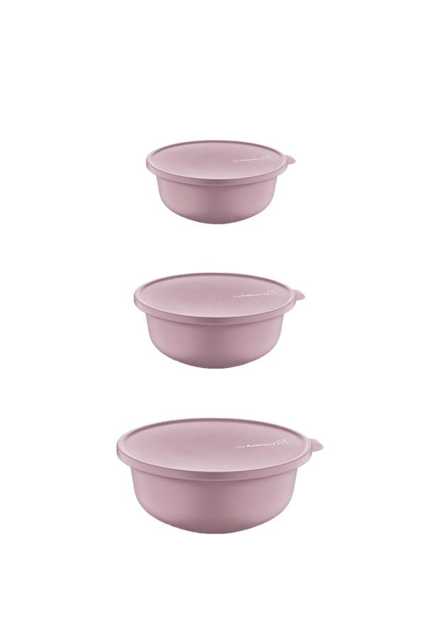 Evora bowl with lid 3-pack, Pink Evora