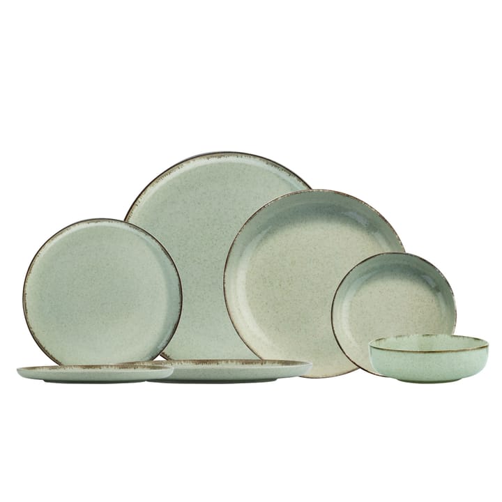 Evora porcelain set rounded edge 24 pieces - Green - Evora