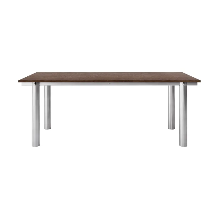 Atura dining table - Brushed stainless steel-dark stained oak, 90x200 cm - Ferm Living