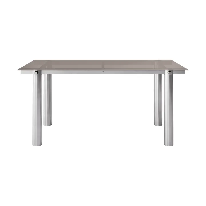 Atura dining table - Brushed stainless steel-dark tinted glass, 90x160 cm - Ferm Living