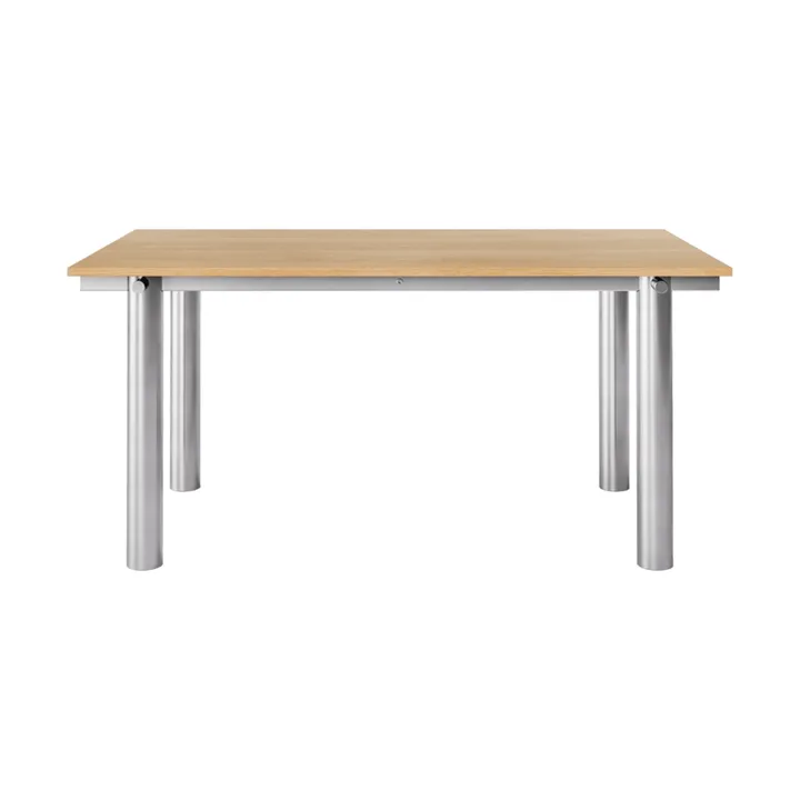 Atura dining table - Brushed stainless steel-natural oak, 90x160 cm - Ferm Living