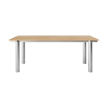Atura dining table - Brushed stainless steel-natural oak, 90x200 cm - Ferm Living