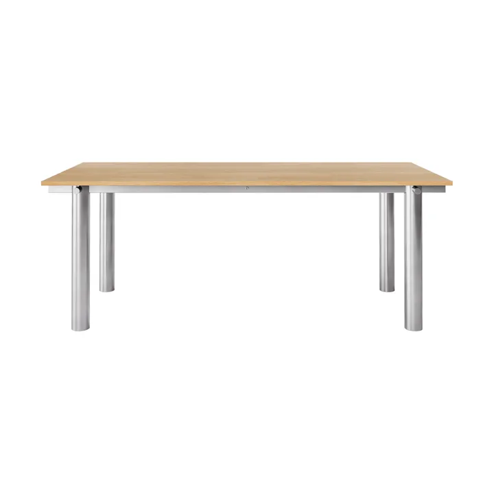 Atura dining table - Brushed stainless steel-natural oak, 90x200 cm - Ferm Living