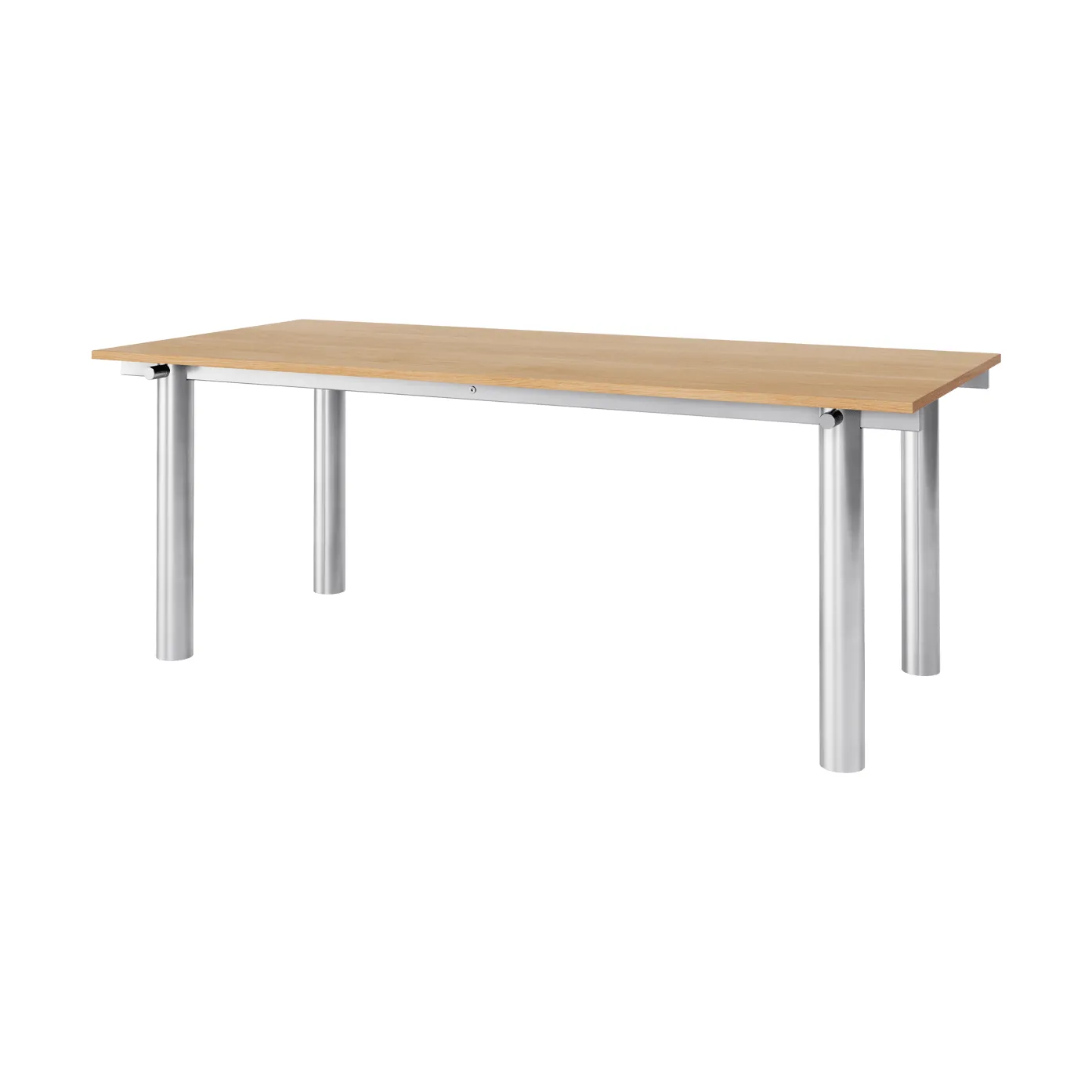 Atura dining table, Brushed stainless steel-natural oak, 90x200 cm Ferm Living