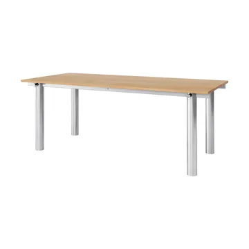 Atura dining table - Brushed stainless steel-natural oak, 90x200 cm - Ferm Living