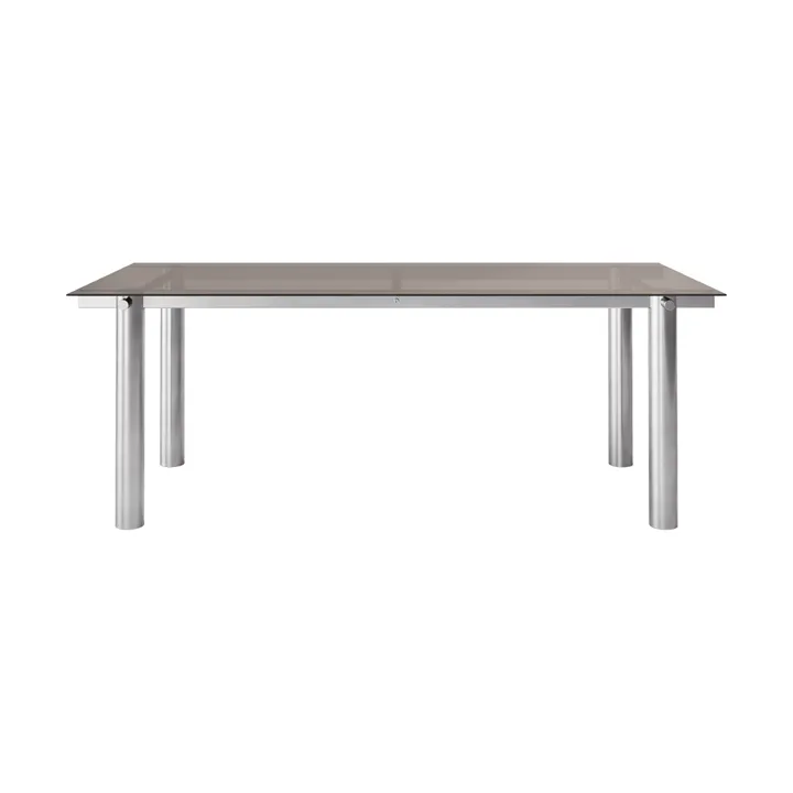 Atura dining table - Brushed stainless steel/Dark tinted glass, 90x200 cm - Ferm Living