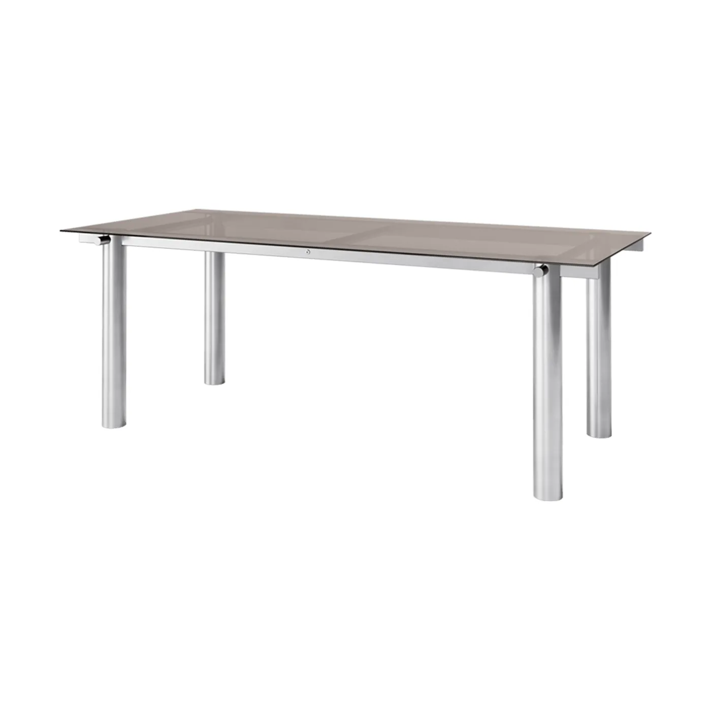 Atura dining table, Brushed stainless steel/Dark tinted glass, 90x200 cm Ferm Living
