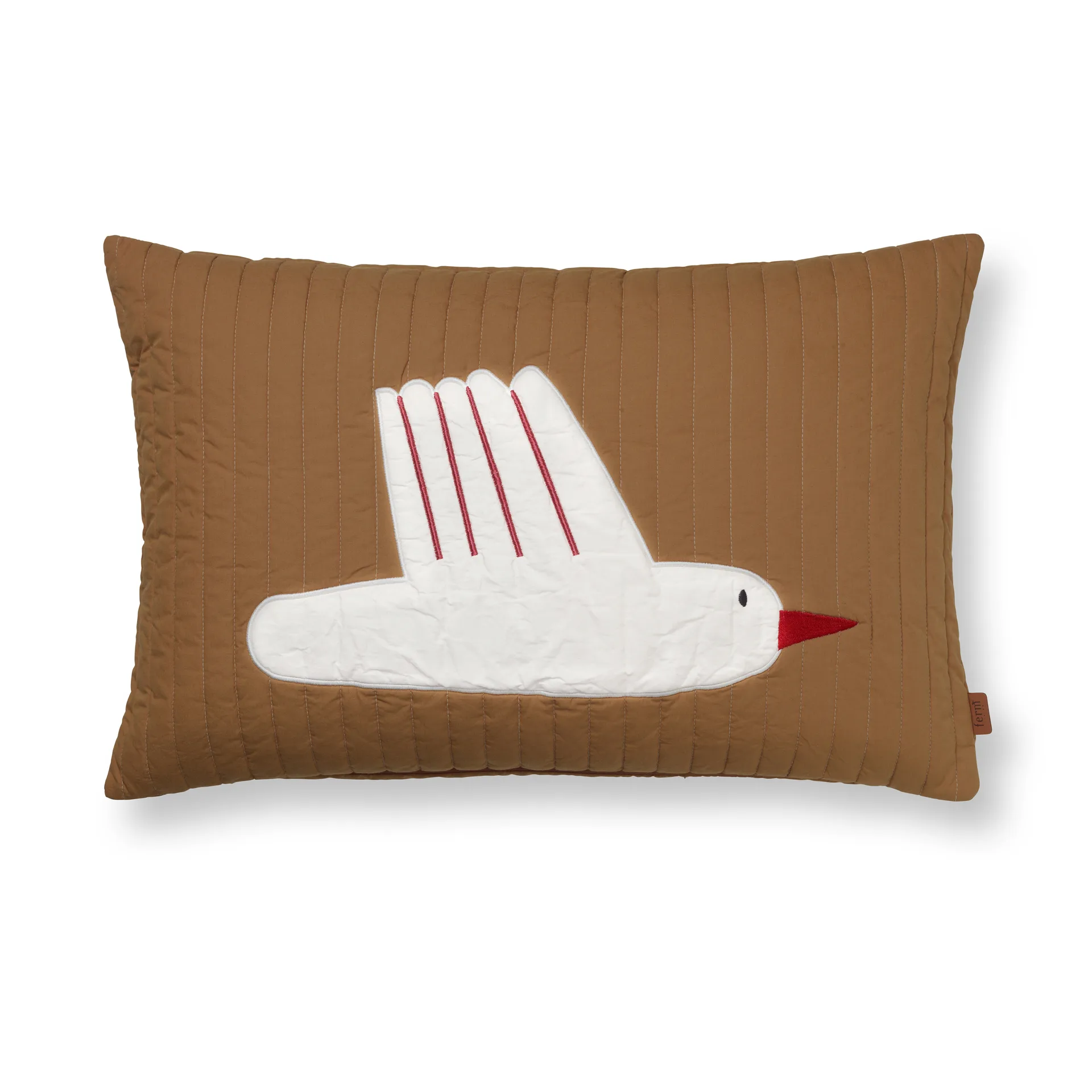 Bird quilted cushion 60x40 cm, Sugar kelp (brown) Ferm Living