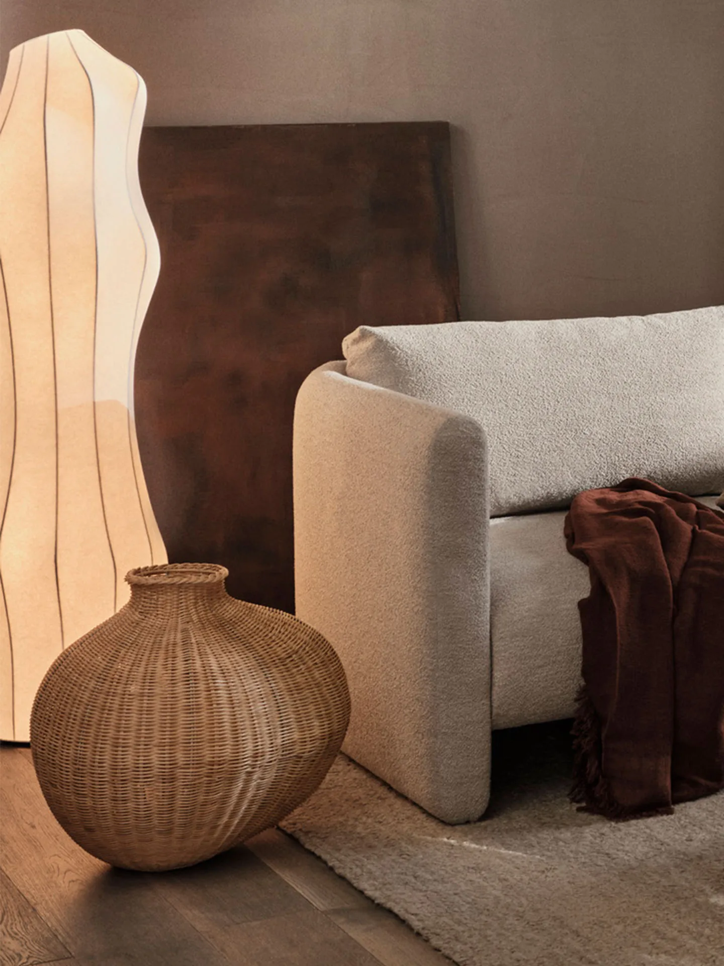 Bola braided floor vase, Natural Ferm Living