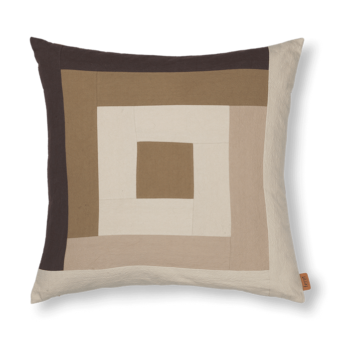 Border patchwork cushion cover 50x50 cm - Coffee-dark sand - Ferm Living