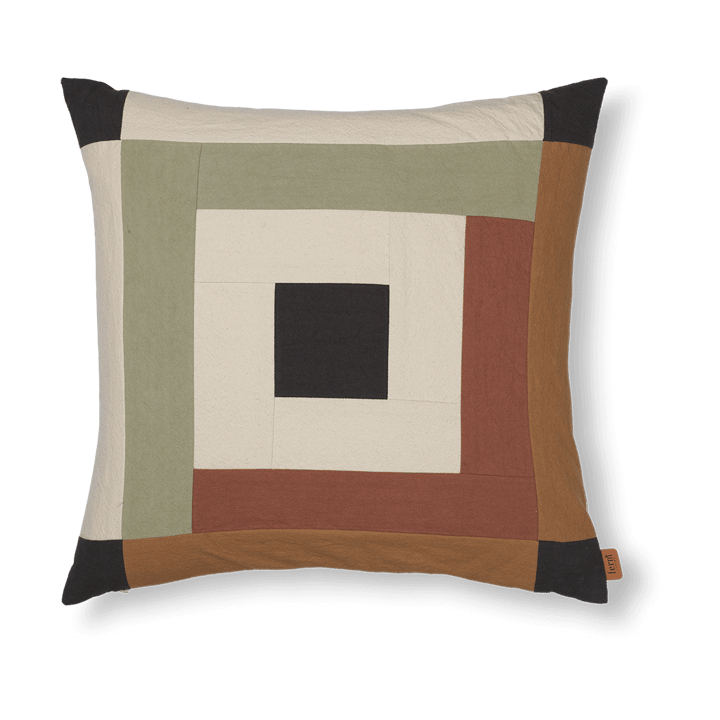 Border patchwork cushion cover 50x50 cm - Dark sage-red brown - Ferm Living