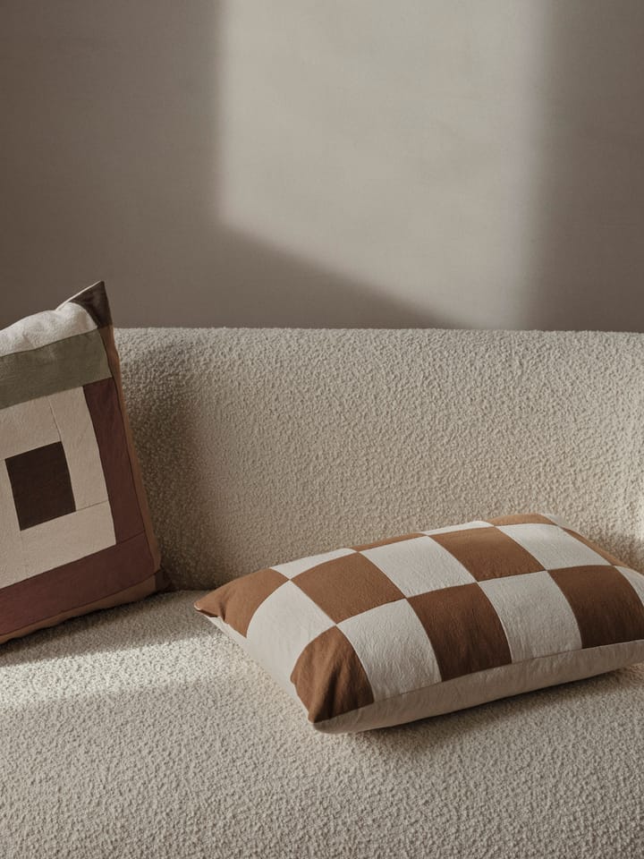 Border patchwork cushion cover 50x50 cm, Dark sage-red brown Ferm Living
