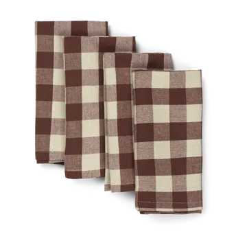 Bothy Check cotton napkin 40x40 cm 4-pack - Cinnamon-grey green - Ferm Living