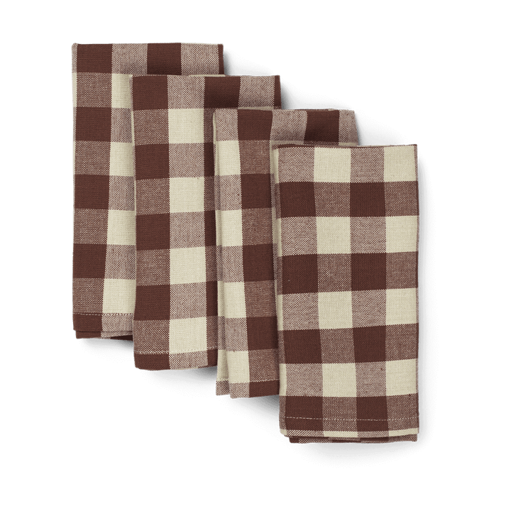 Bothy Check cotton napkin 40x40 cm 4-pack - Cinnamon-grey green - Ferm Living