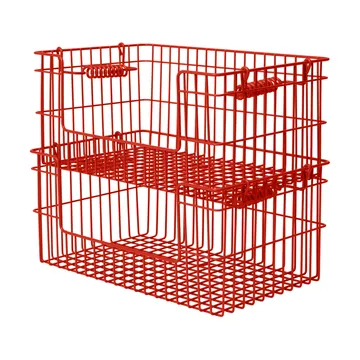 Cala stackable basket 2-pack - Poppy red, 28.7x18x13 cm - Ferm Living