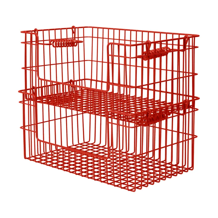 Cala stackable basket 2-pack - Poppy red, 28.7x18x13 cm - Ferm Living