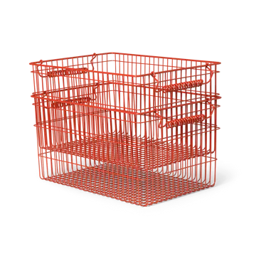 Cala stackable basket 2-pack - Poppy red, 36,2x26,2x20,2 cm - Ferm Living